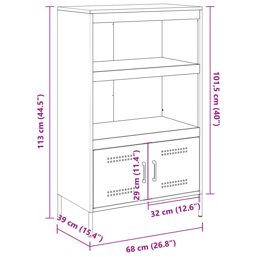 vidaXL Credenza Bianca 68x39x113 cm in Acciaio