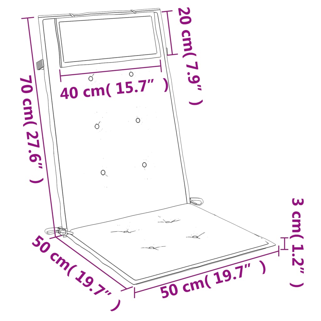 vidaXL Cuscini Sedia con Schienale Alto 2 pz Blu Chiaro Tessuto Oxford