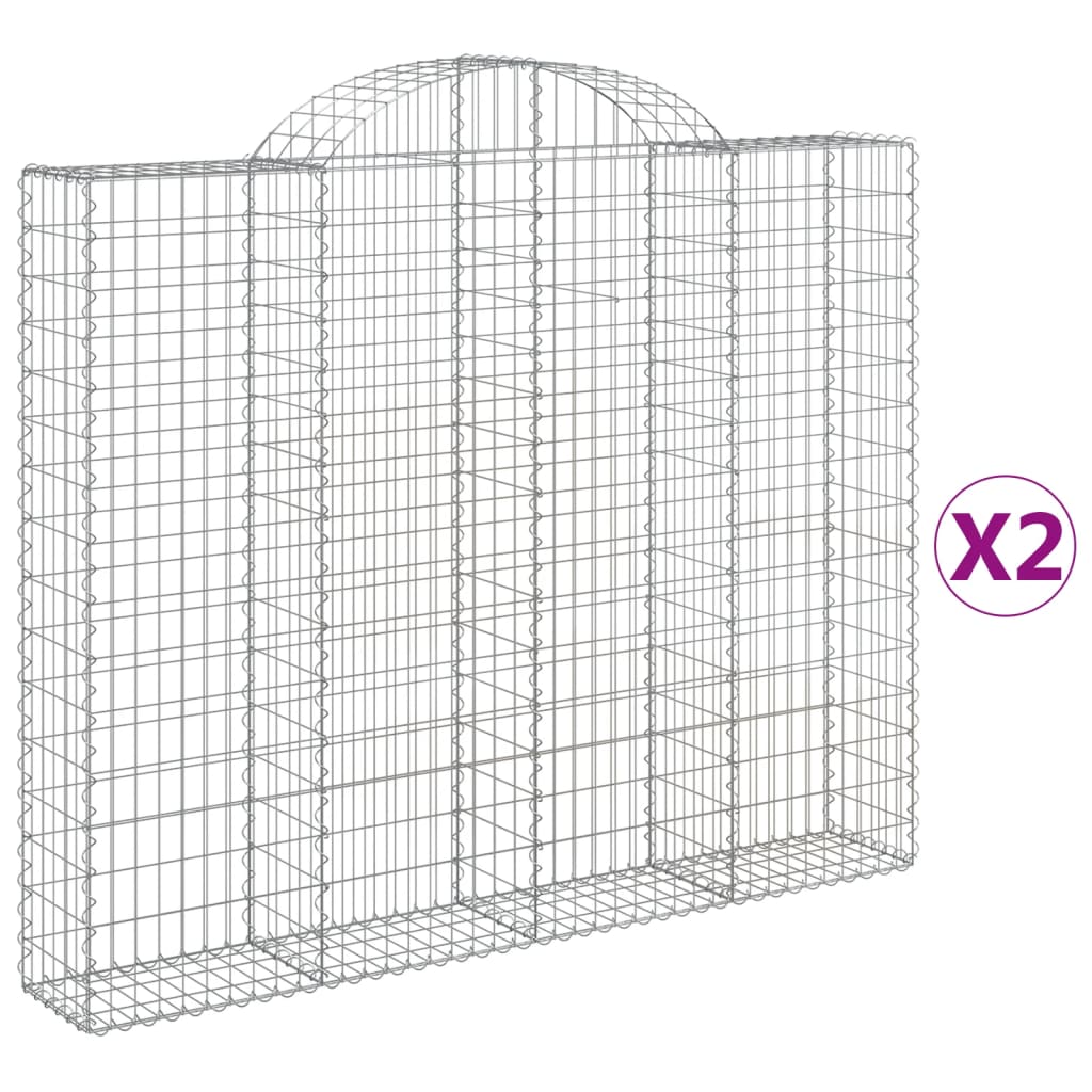 vidaXL Cesti Gabbioni ad Arco 2 pz 200x30x160/180 cm Ferro Zincato