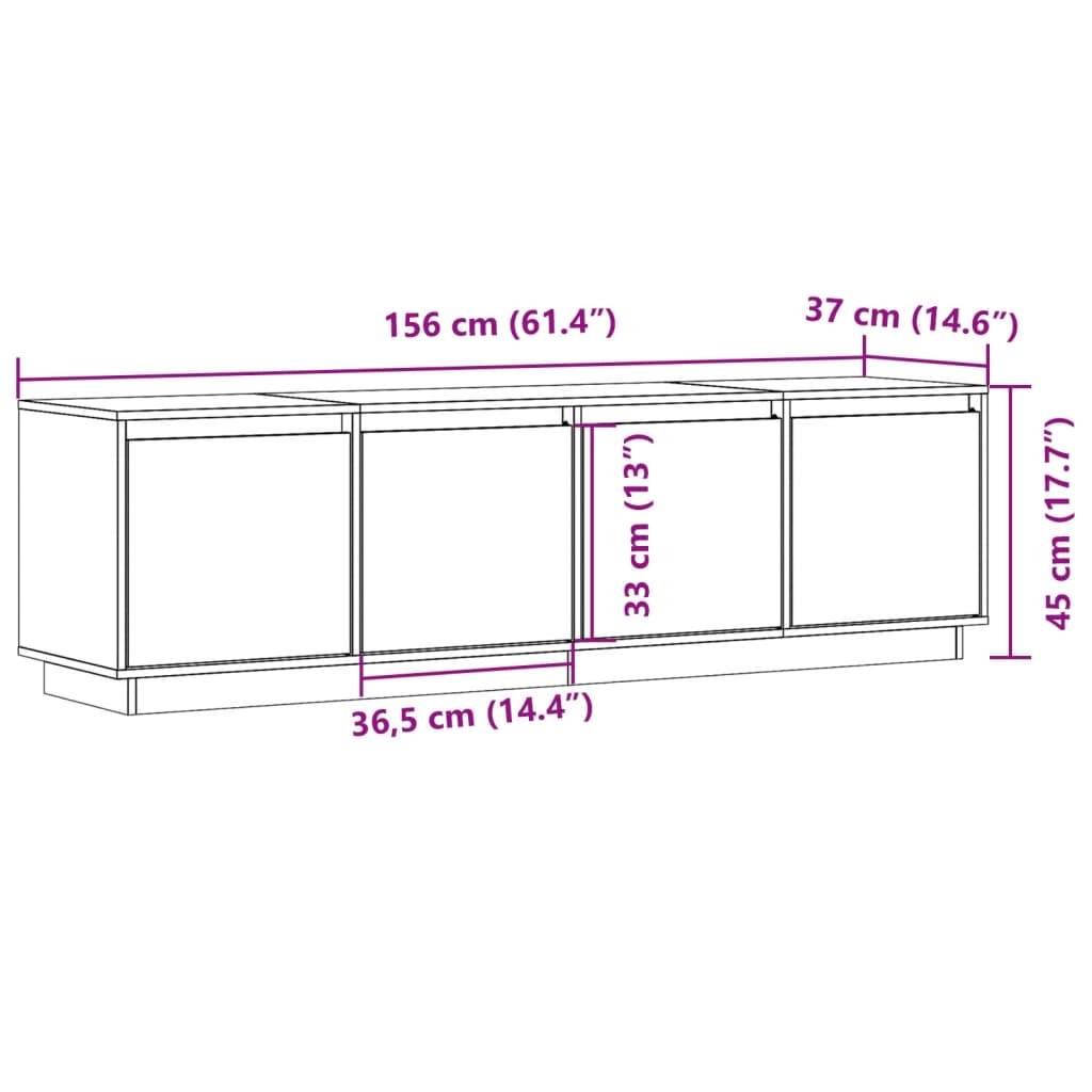 vidaXL Mobile Porta TV ambra 156x37x45 cm in Legno Massello di Pino