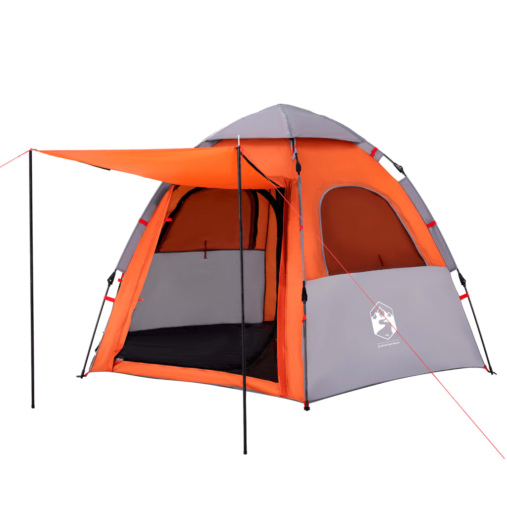 vidaXL Tenda Campeggio Cabina 4 Pers. Grigio Arancione Rilascio Rapido