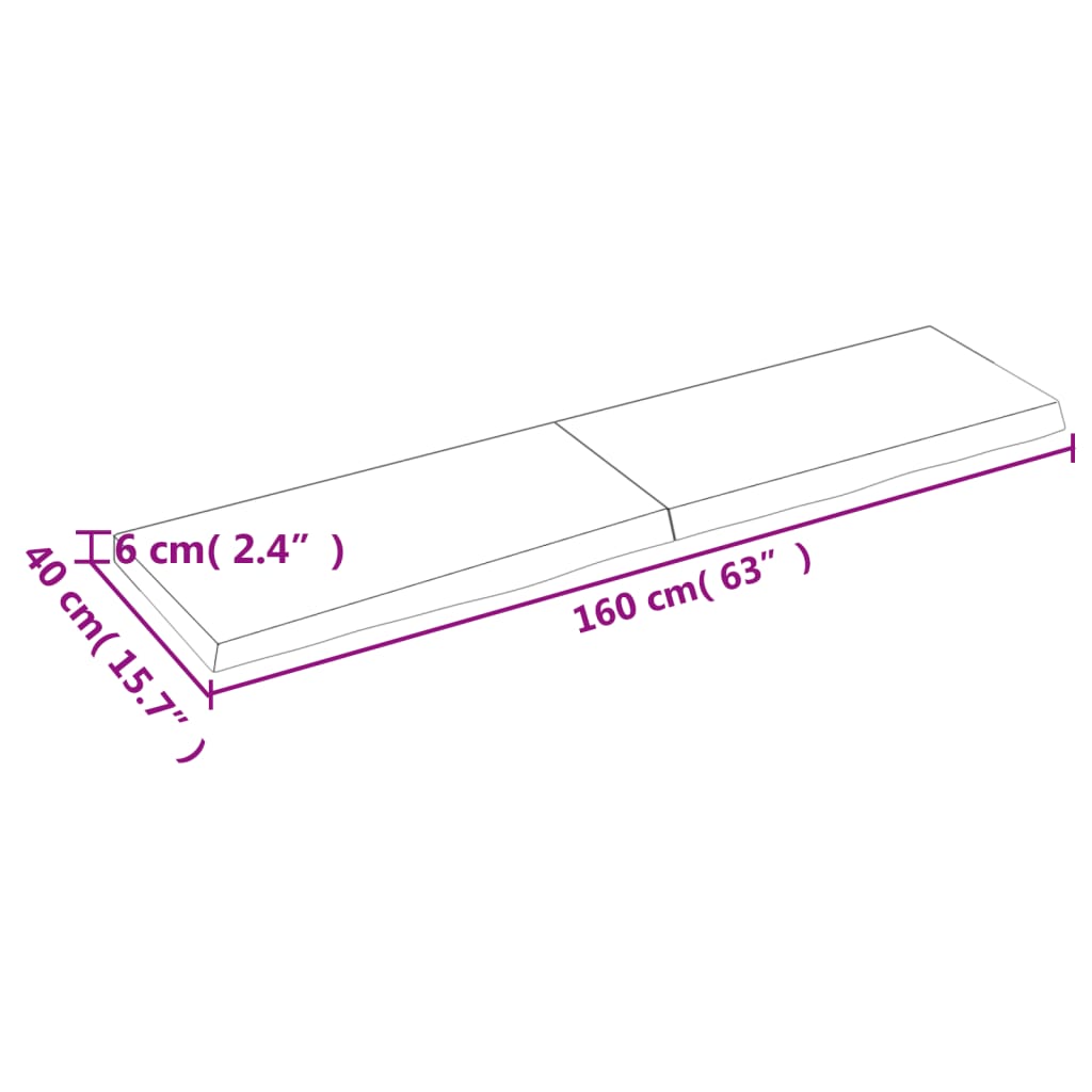 vidaXL Piano Tavolo Marrone 160x40x(2-6) cm Rovere Massello Trattato