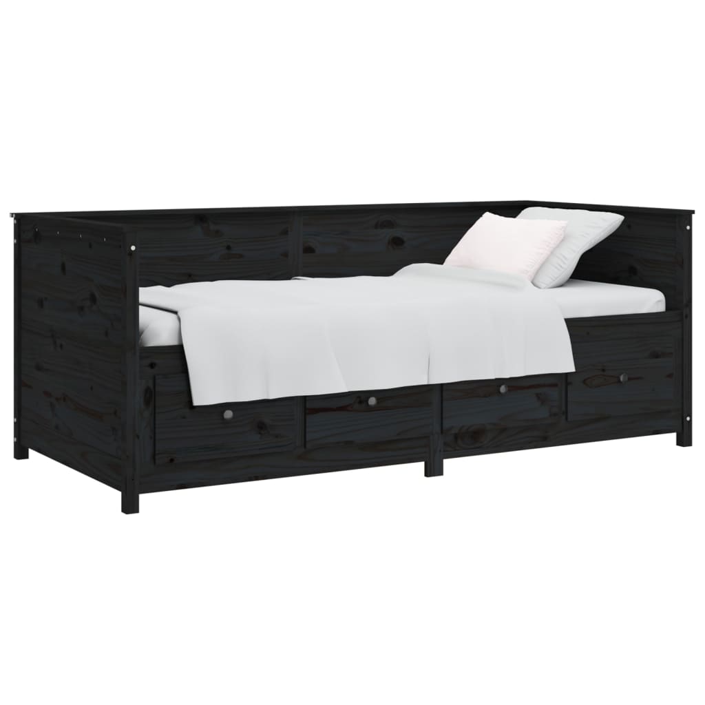 vidaXL Dormeuse Nera 75x190 cm in Legno Massello di Pino