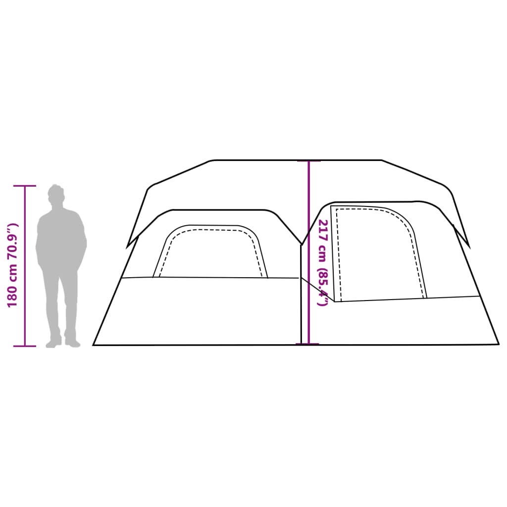 vidaXL Tenda Campeggio 9 Persone Verde Rilascio Rapido Impermeabile