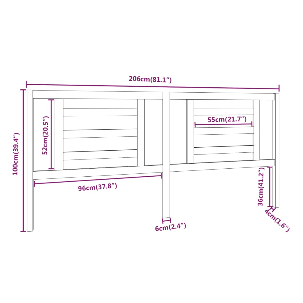 vidaXL Testiera per Letto ambra 206x4x100 cm in Legno Massello di Pino