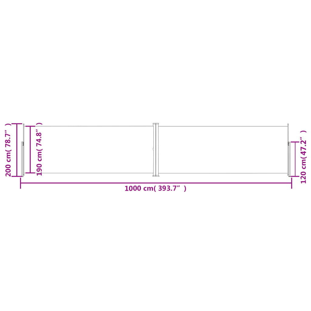 vidaXL Tenda da Sole Laterale Retrattile Blu 200x1000 cm