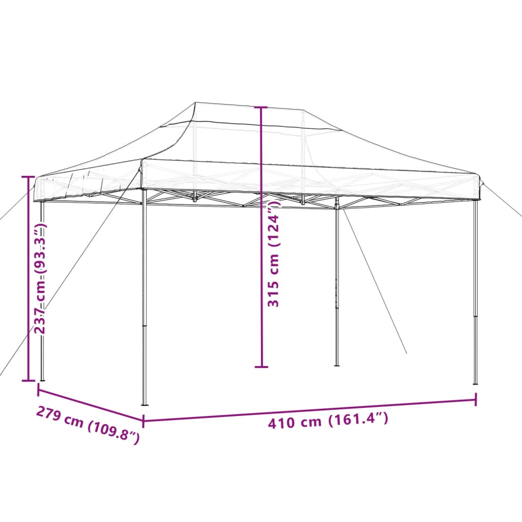 vidaXL Tenda da Festa Pieghevole Pop-Up Arancione 410x279x315 cm