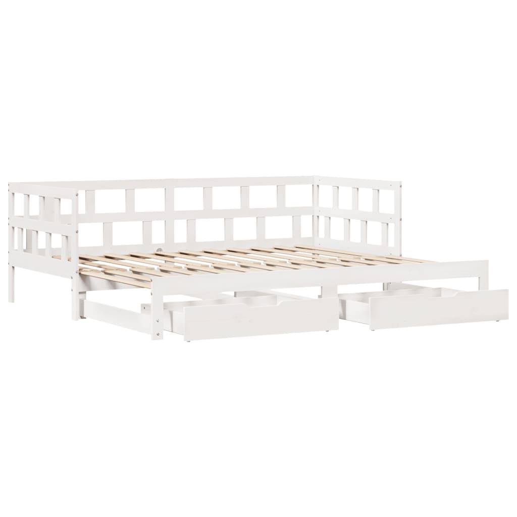 vidaXL Dormeuse Letto Estraibile e Cassetti Bianco 90x200cm Legno Pino