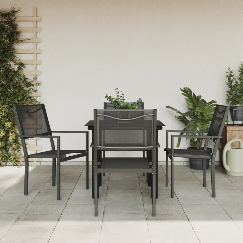 vidaXL Set da Pranzo da Giardino 5 pz Nero in Acciaio e Textilene