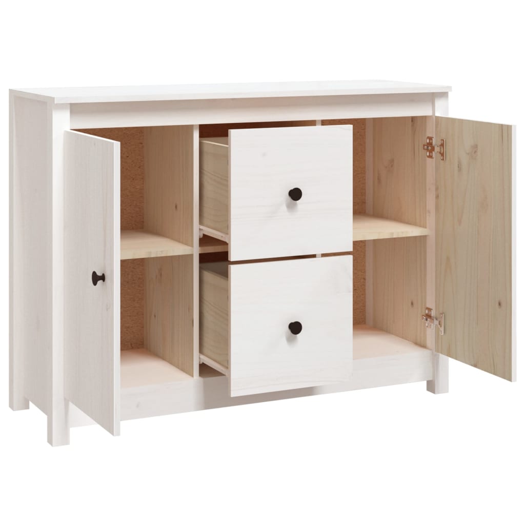 vidaXL Credenza Bianca 100x35x74 cm in Legno Massello di Pino