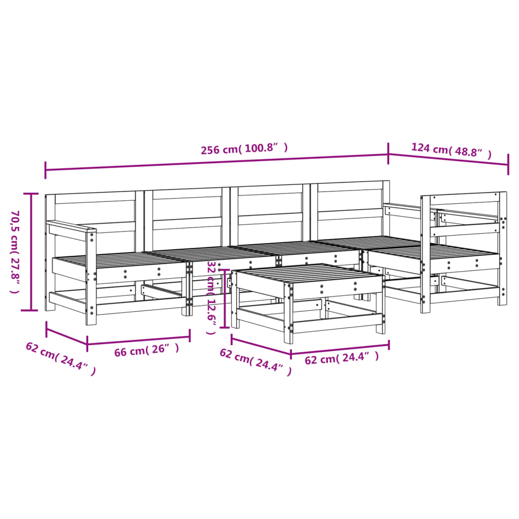 vidaXL Set Salotto da Giardino 6 pz in Legno Massello di Douglas