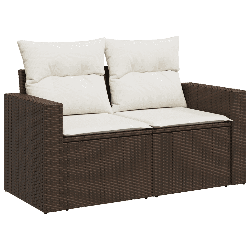 vidaXL Set Divani da Giardino 10pz con Cuscini in Polyrattan Marrone