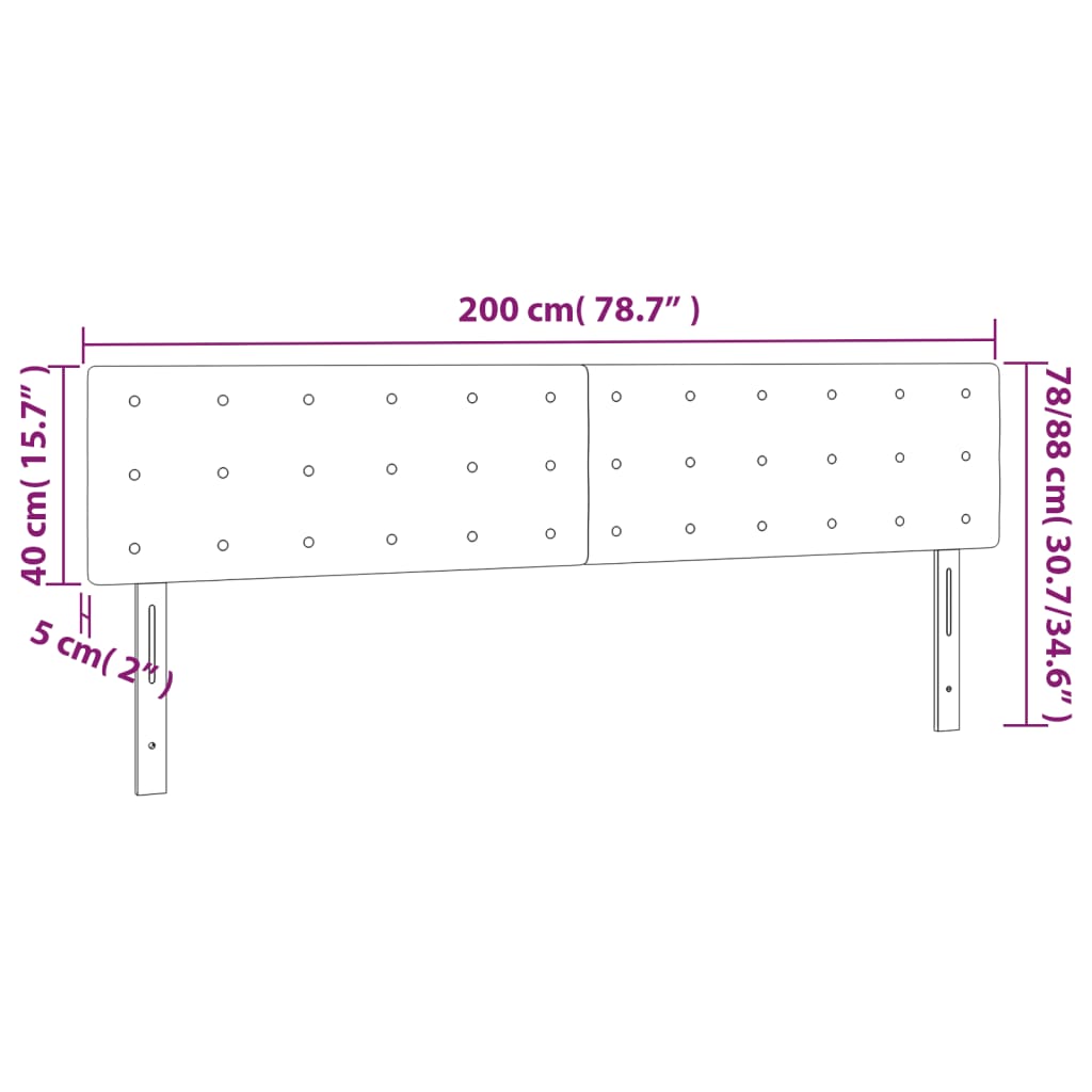 vidaXL Testiera a LED Grigio Chiaro 200x5x78/88 cm in Velluto