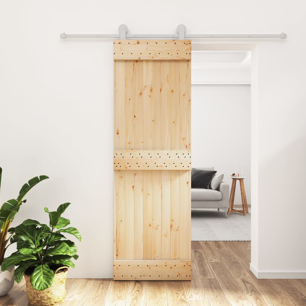 vidaXL Porta Scorrevole con Set Hardware 70x210 cm Legno Massello Pino