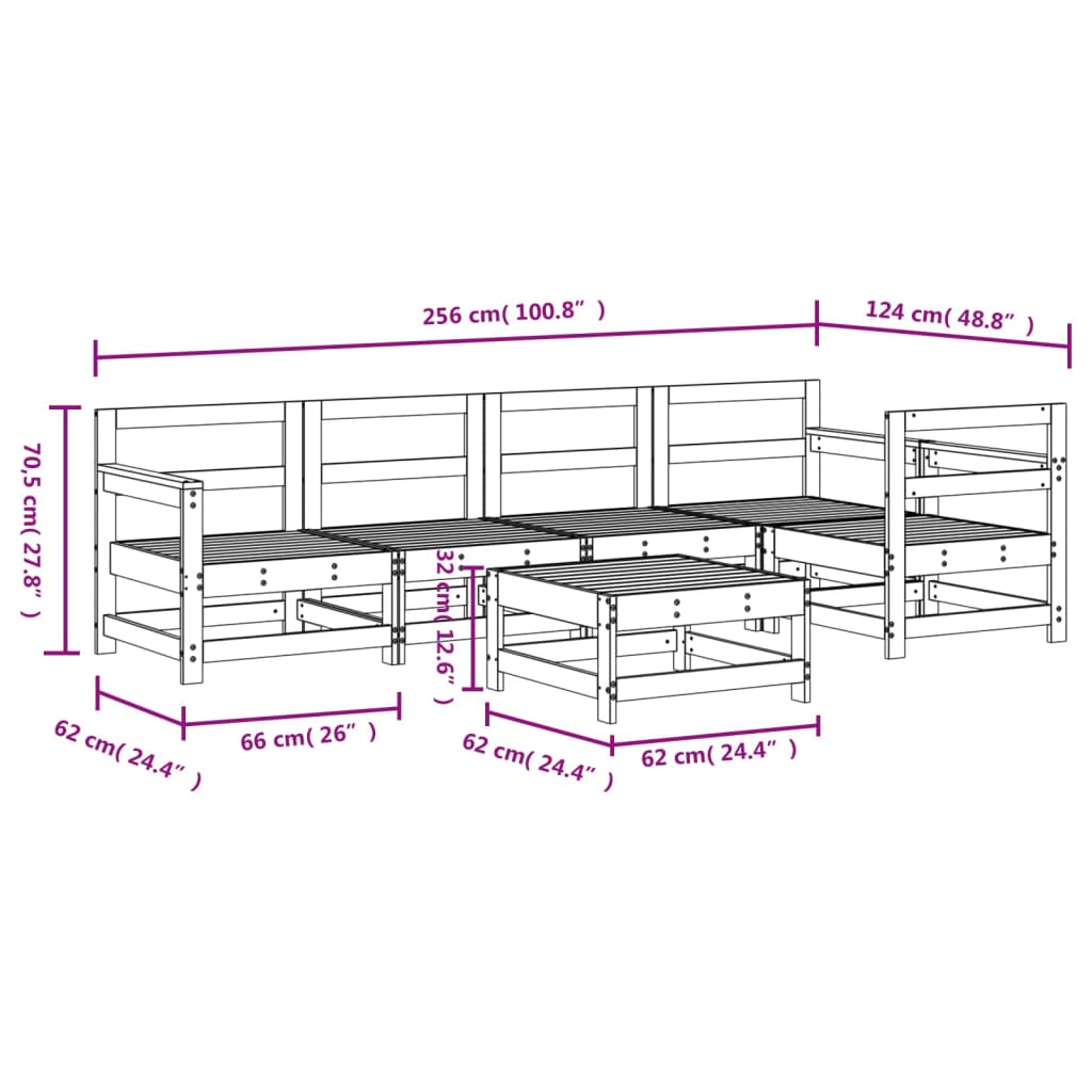 vidaXL Set Salotto da Giardino 6 pz in Legno Impregnato di Pino