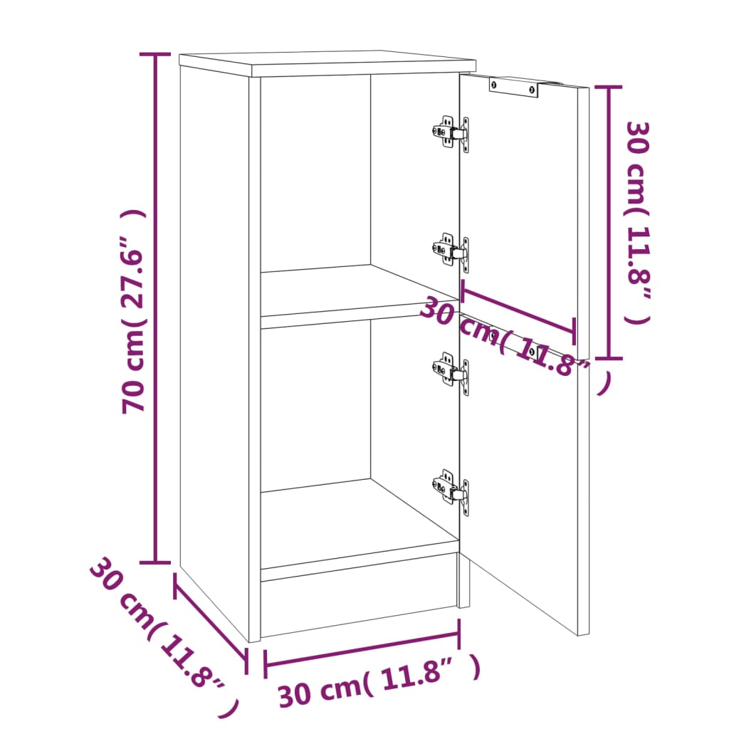 vidaXL Credenza Rovere Marrone 30x30x70 cm in Legno Multistrato