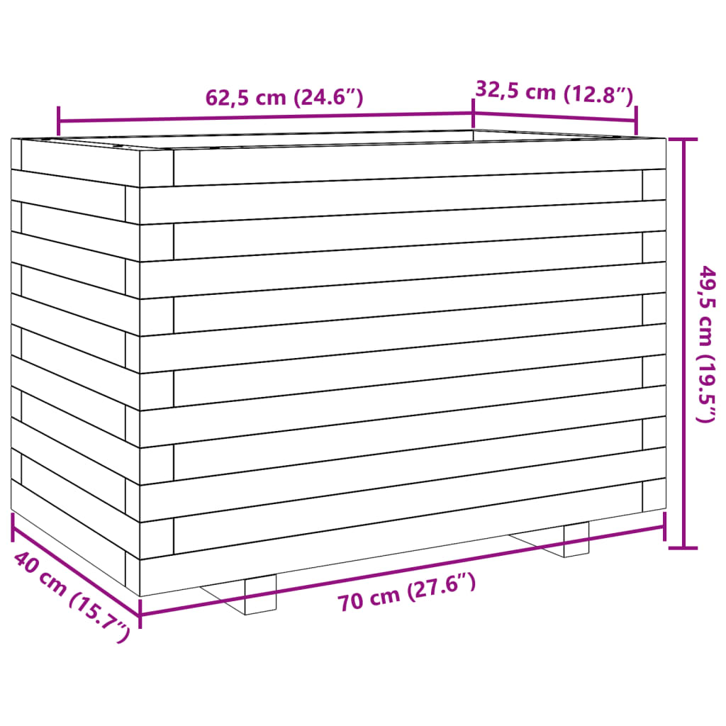 vidaXL Fioriera da Giardino 70x40x49,5 cm in Legno di Pino Impregnato