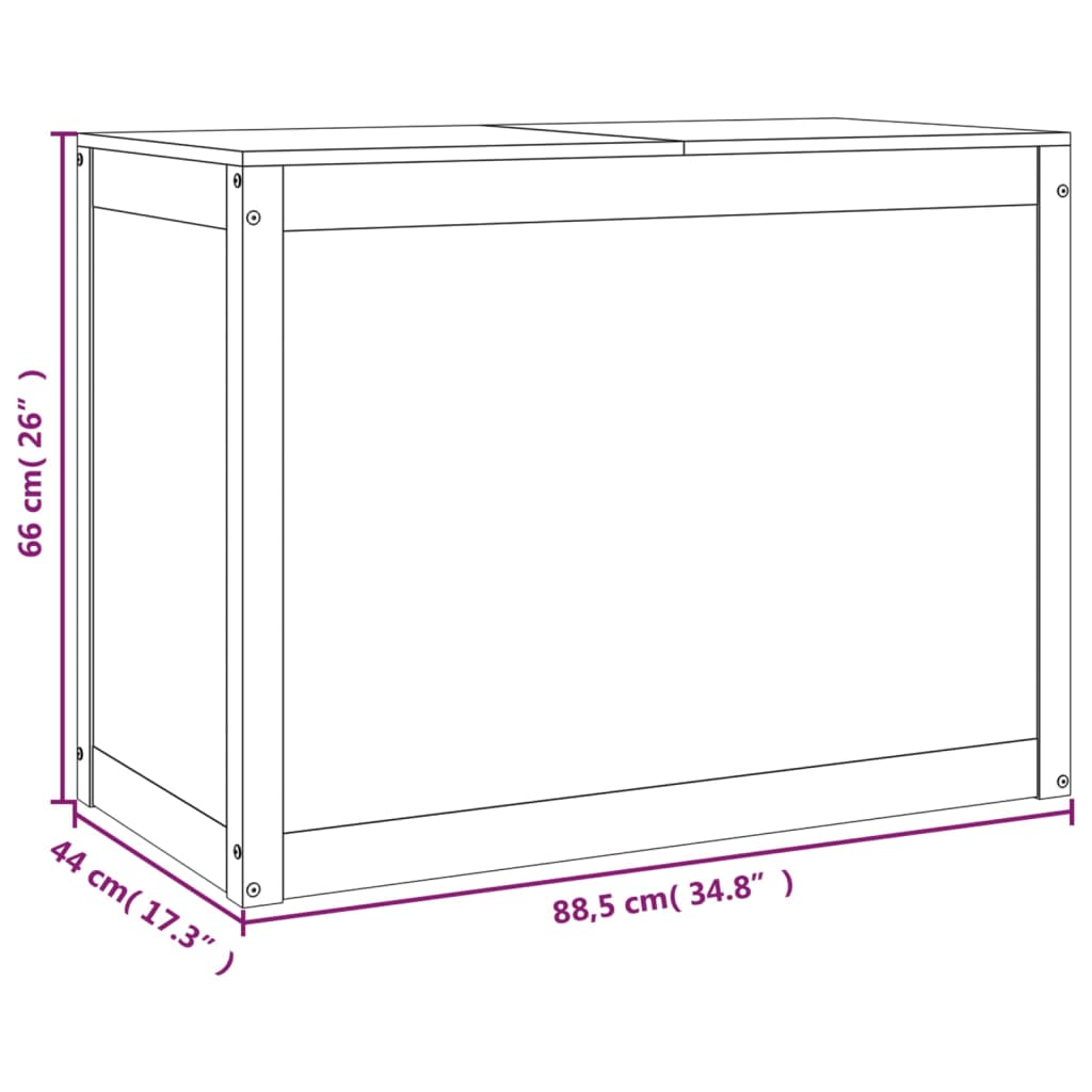 vidaXL Contenitore per Bucato Nero 88,5x44x66 cm Legno Massello Pino