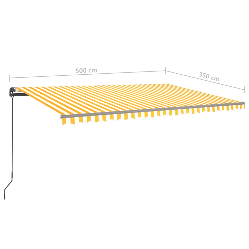 vidaXL Tenda da Sole Retrattile Manuale con LED 5x3,5 m Gialla Bianca