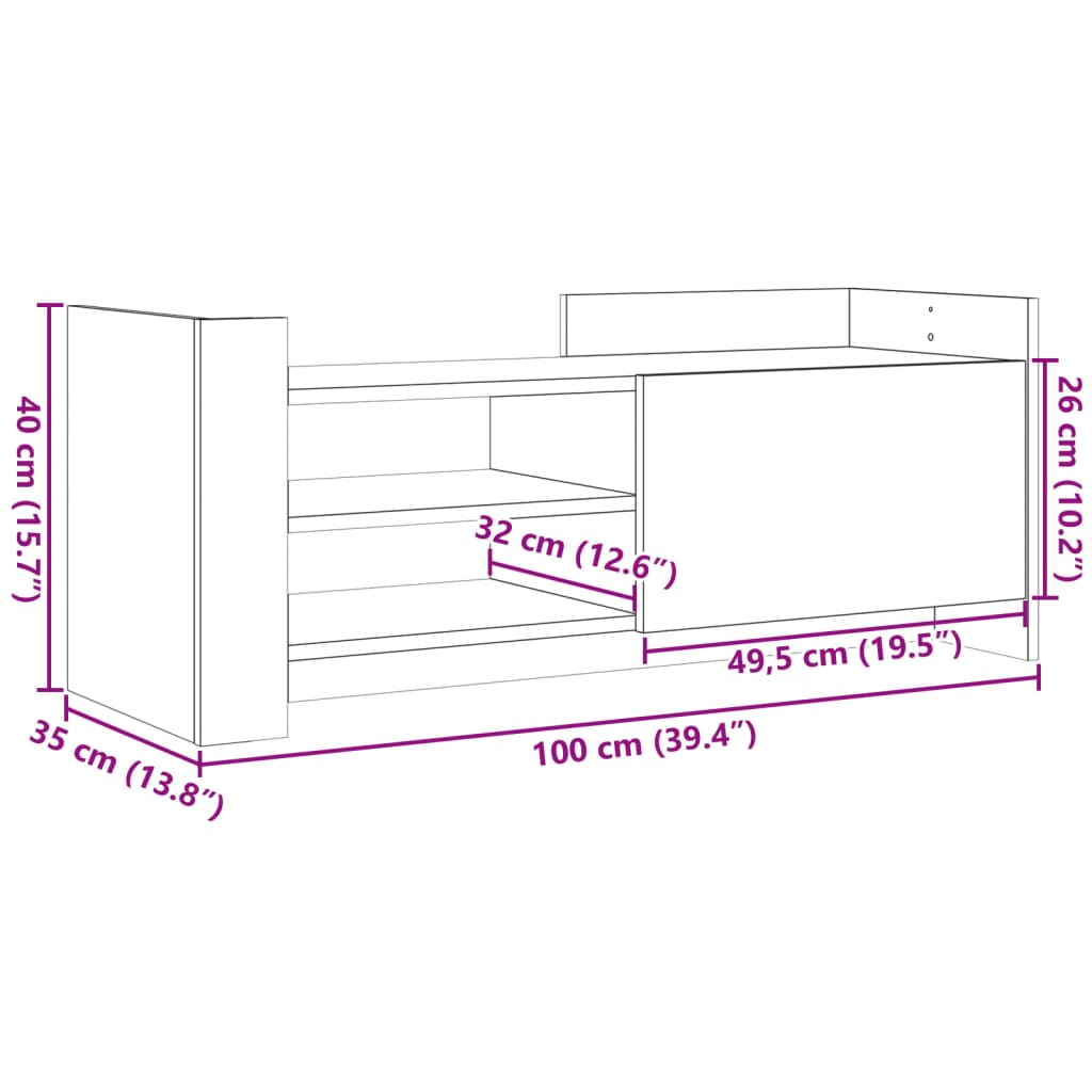 vidaXL Mobile per TV Grigio Cemento 100x35x40 cm Legno Multistrato