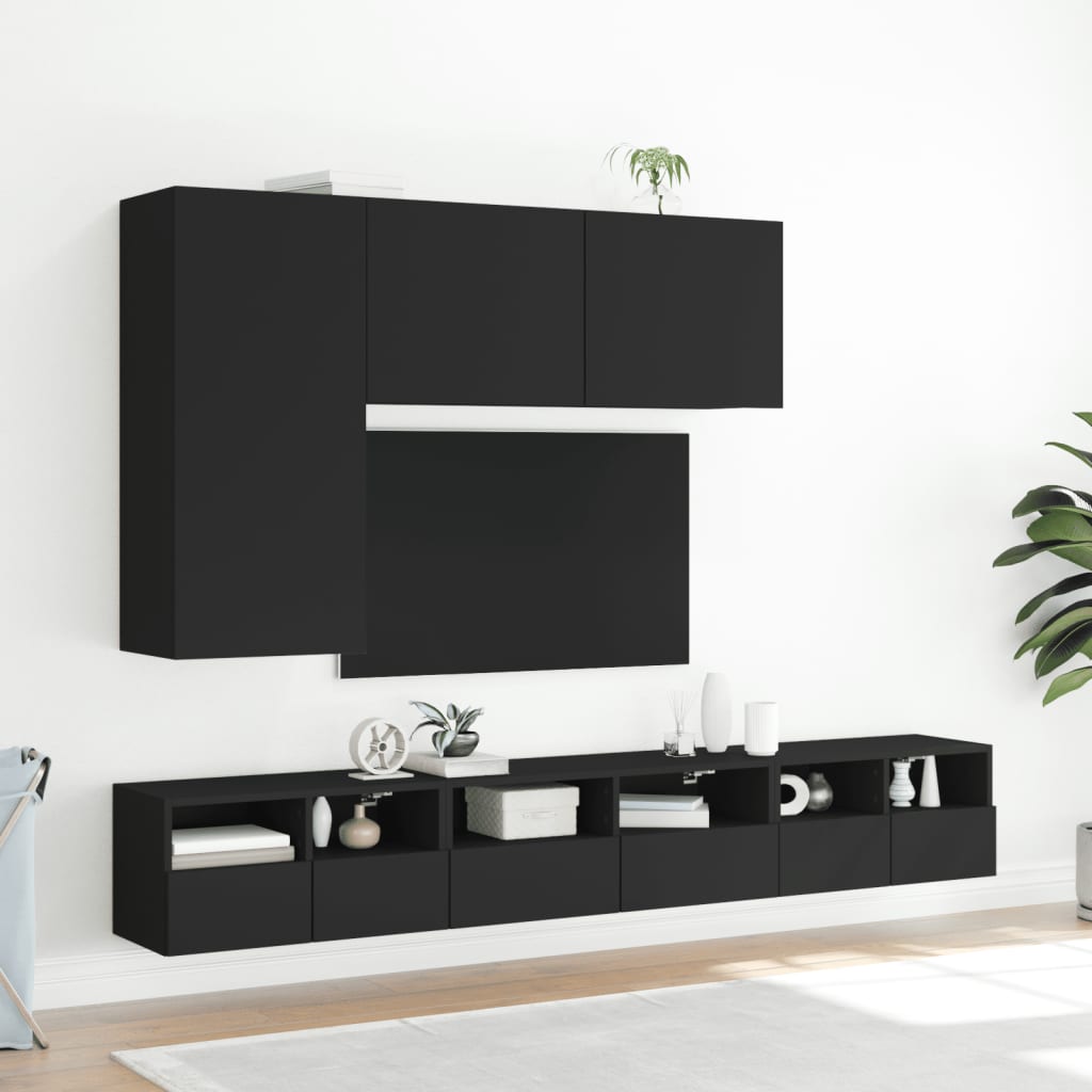 vidaXL Mobili TV a Parete 2pz Neri 60x30x30 cm in Legno Multistrato