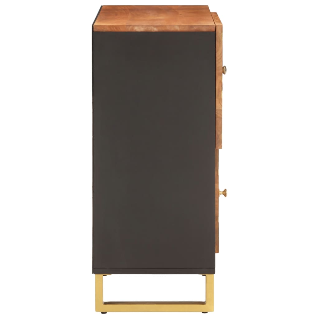 vidaXL Credenza Marrone e Nera 80x33,5x75cm in Legno Massello di Mango