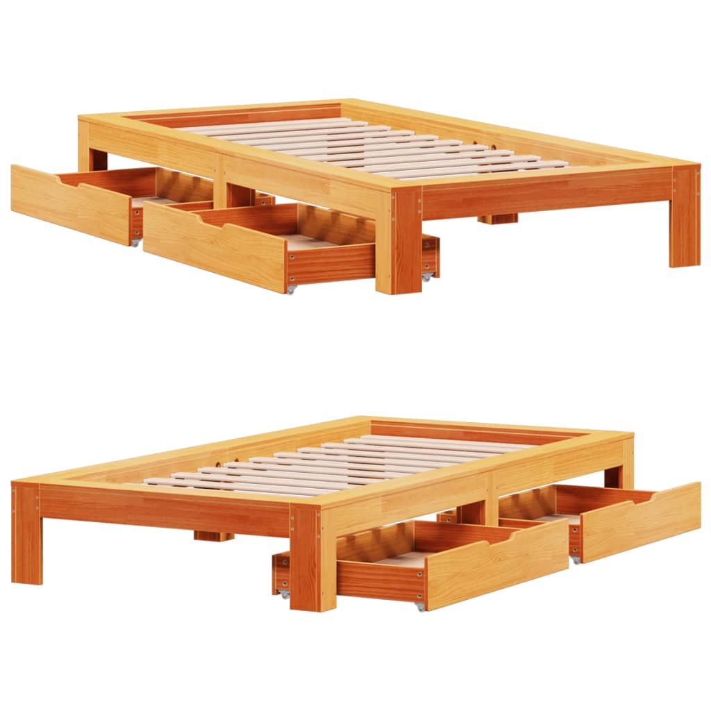 vidaXL Letto senza Materasso Marrone Cera 75x190 cm in Legno di Pino