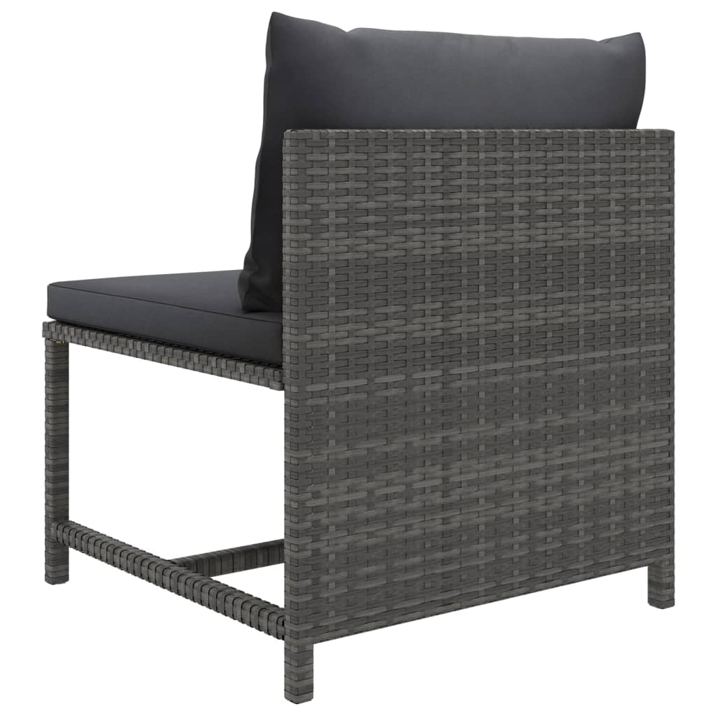 vidaXL Set Divani da Giardino 7 pz con Cuscini in Polyrattan Grigio