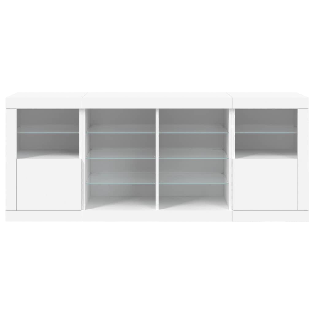 vidaXL Credenza con Luci LED Bianca 163x37x67 cm