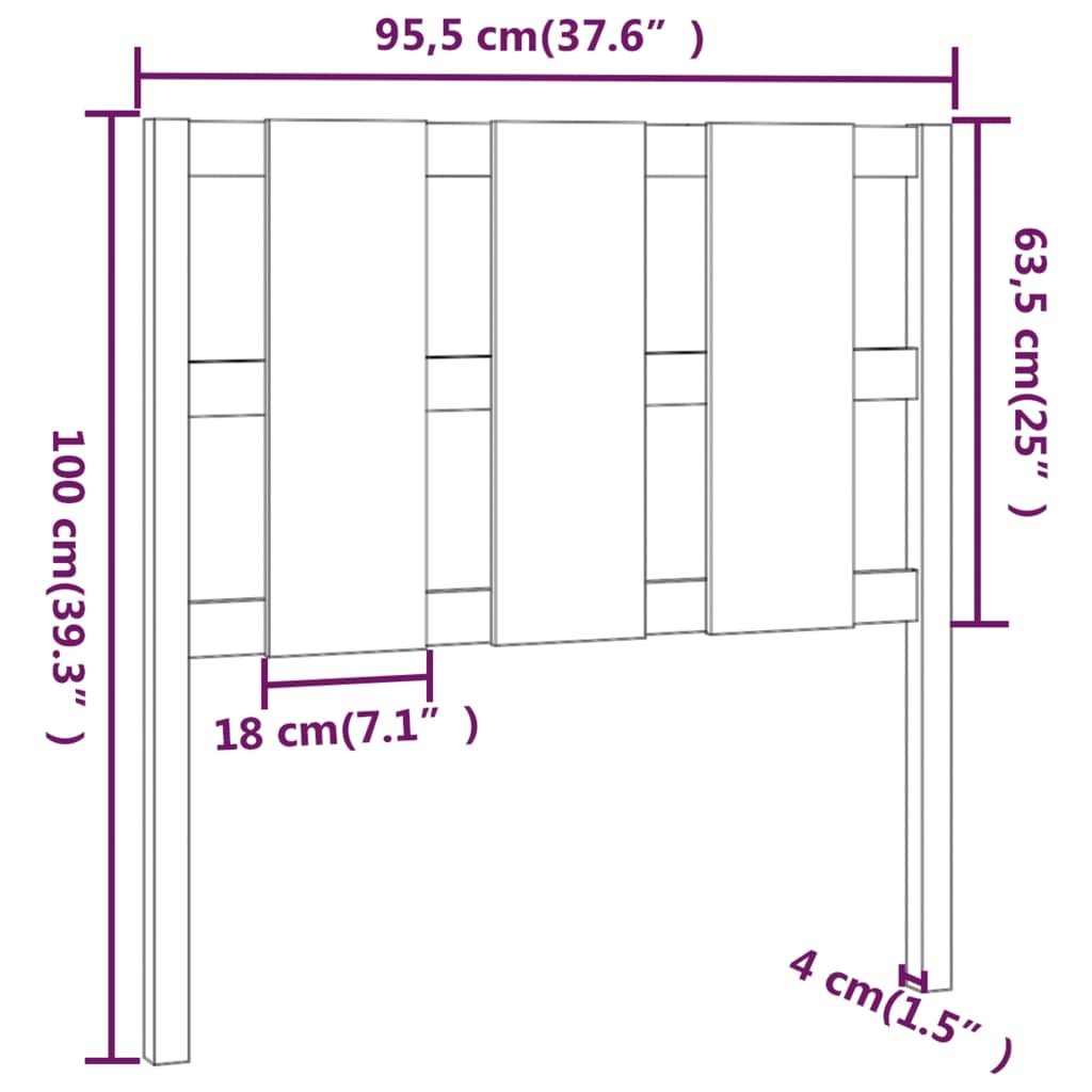 vidaXL Testiera per Letto ambra 95,5x4x100cm in Legno Massello di Pino