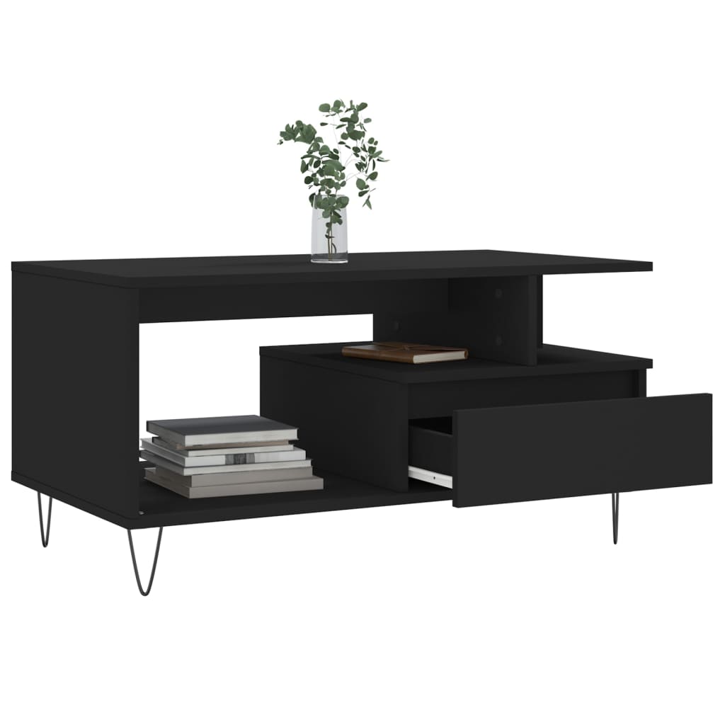 vidaXL Tavolino da Salotto Nero 90x49x45 cm in Legno Multistrato