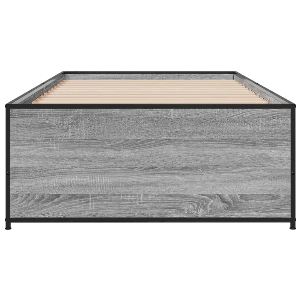 vidaXL Giroletto Grigio Sonoma 90x200 cm Legno Multistrato e Metallo