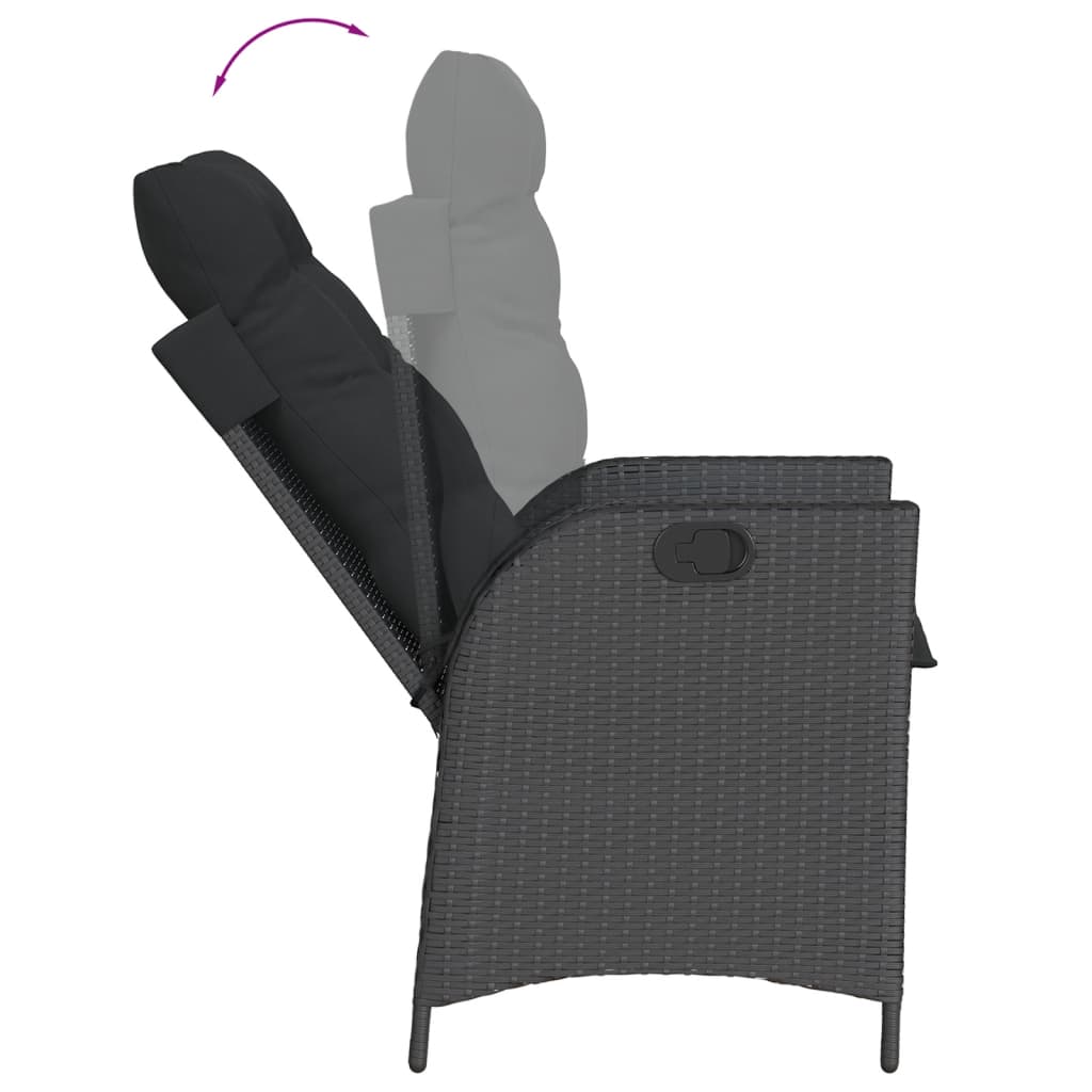 vidaXL Set da Pranzo da Giardino 5 pz Nero con Cuscini in Polyrattan