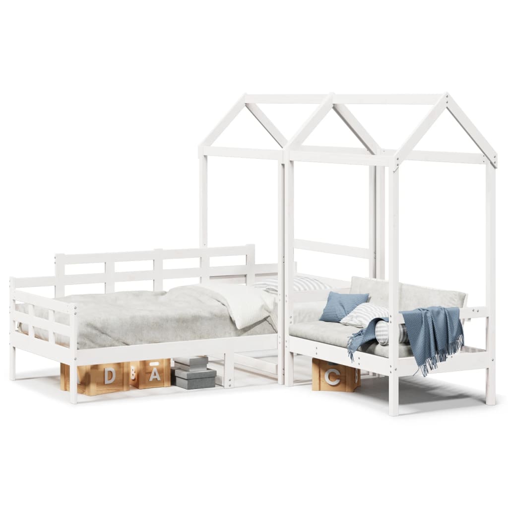 vidaXL Set Dormeuse e Panca con Tetto Bianco 90x190cm Massello Pino