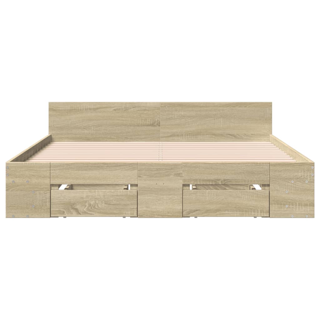 vidaXL Giroletto Cassetti Rovere Sonoma 140x190 cm Legno Multistrato