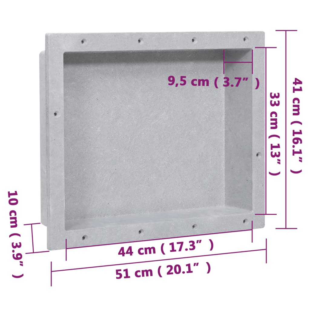 vidaXL Nicchia da Doccia in Grigio Opaco 41x51x10 cm