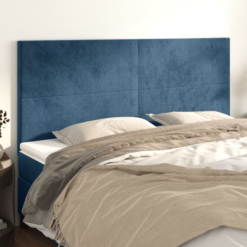 vidaXL Testiere 4 pz Blu Scuro 100x5x78/88 cm in Velluto