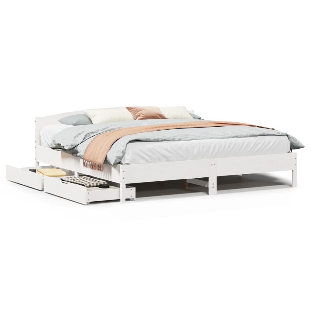 vidaXL Letto senza Materasso Bianco 180x200 cm Legno Massello di Pino