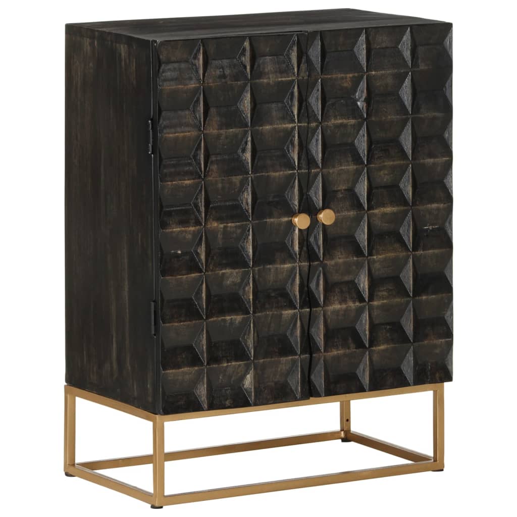 vidaXL Credenza Nera 55x34x75 cm in Legno Massello di Mango e Ferro