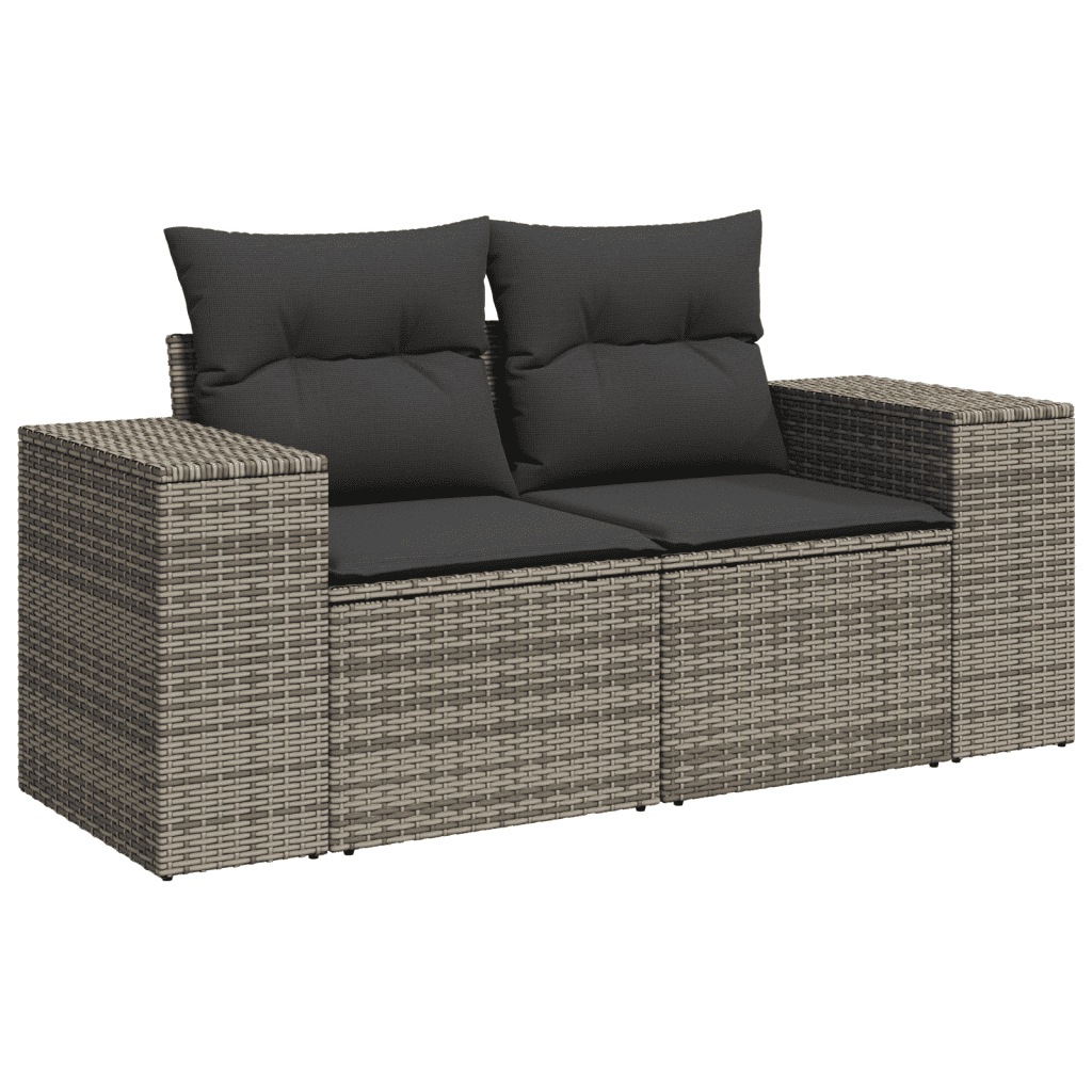 vidaXL Set Divano da Giardino 10 pz con Cuscini Grigio in Polyrattan