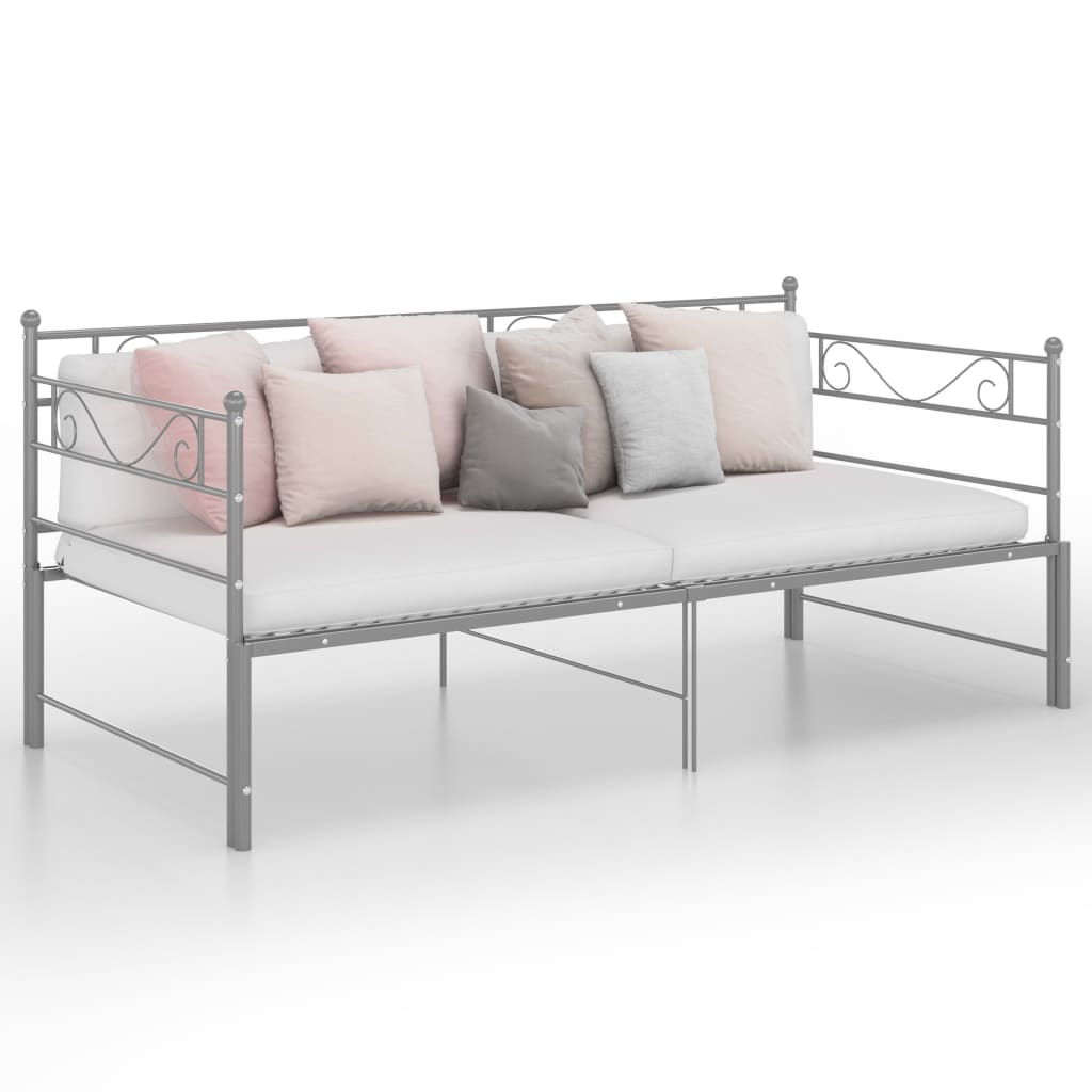 vidaXL Telaio Divano Letto Estraibile Grigio in Metallo 90x200 cm