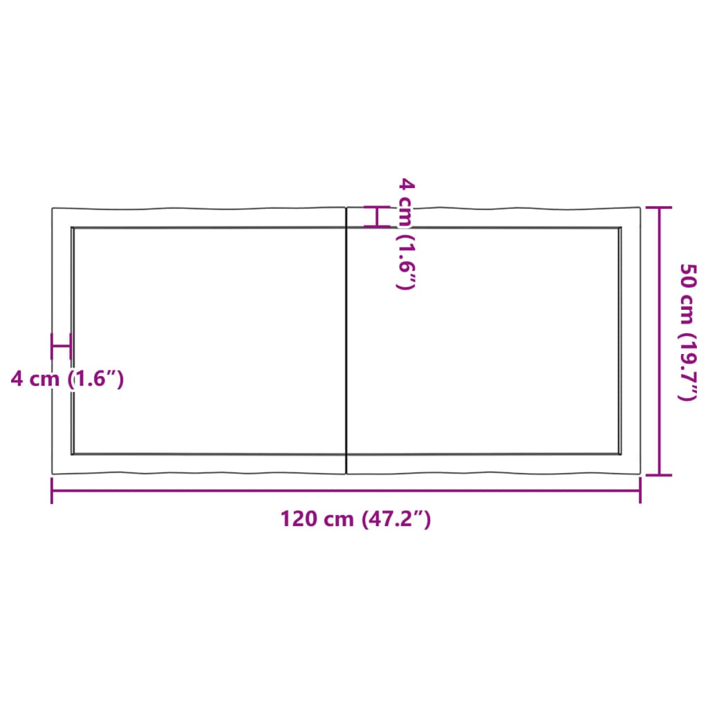 vidaXL Piano Tavolo Marrone Chiaro 120x50x(2-4) cm Rovere Non Trattato