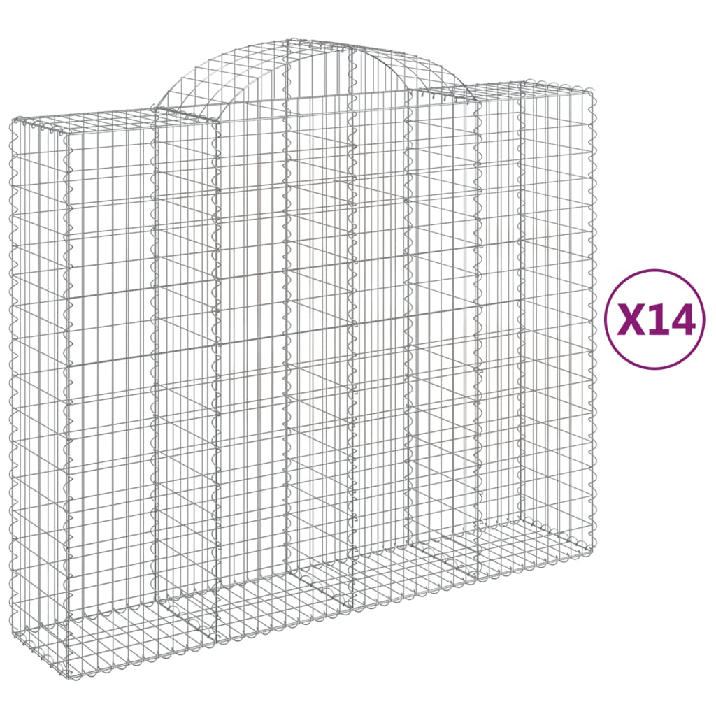 vidaXL Cesti Gabbioni ad Arco 14 pz 200x50x160/180 cm Ferro Zincato