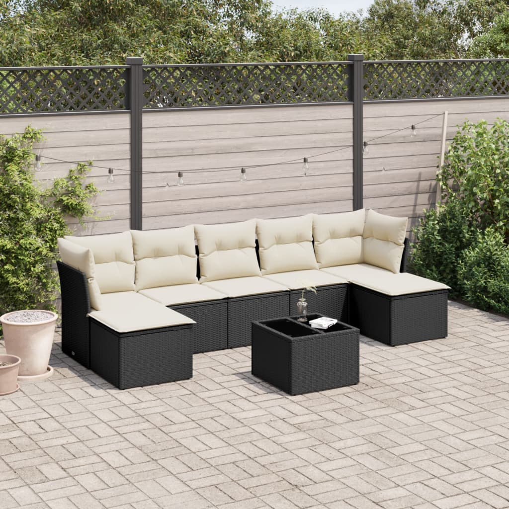 vidaXL Set Divani da Giardino con Cuscini 8 pz Nero in Polyrattan