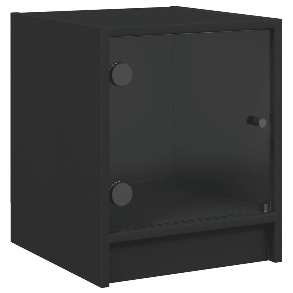 vidaXL Comodini con Ante in Vetro 2pz Nero 35x37x42 cm