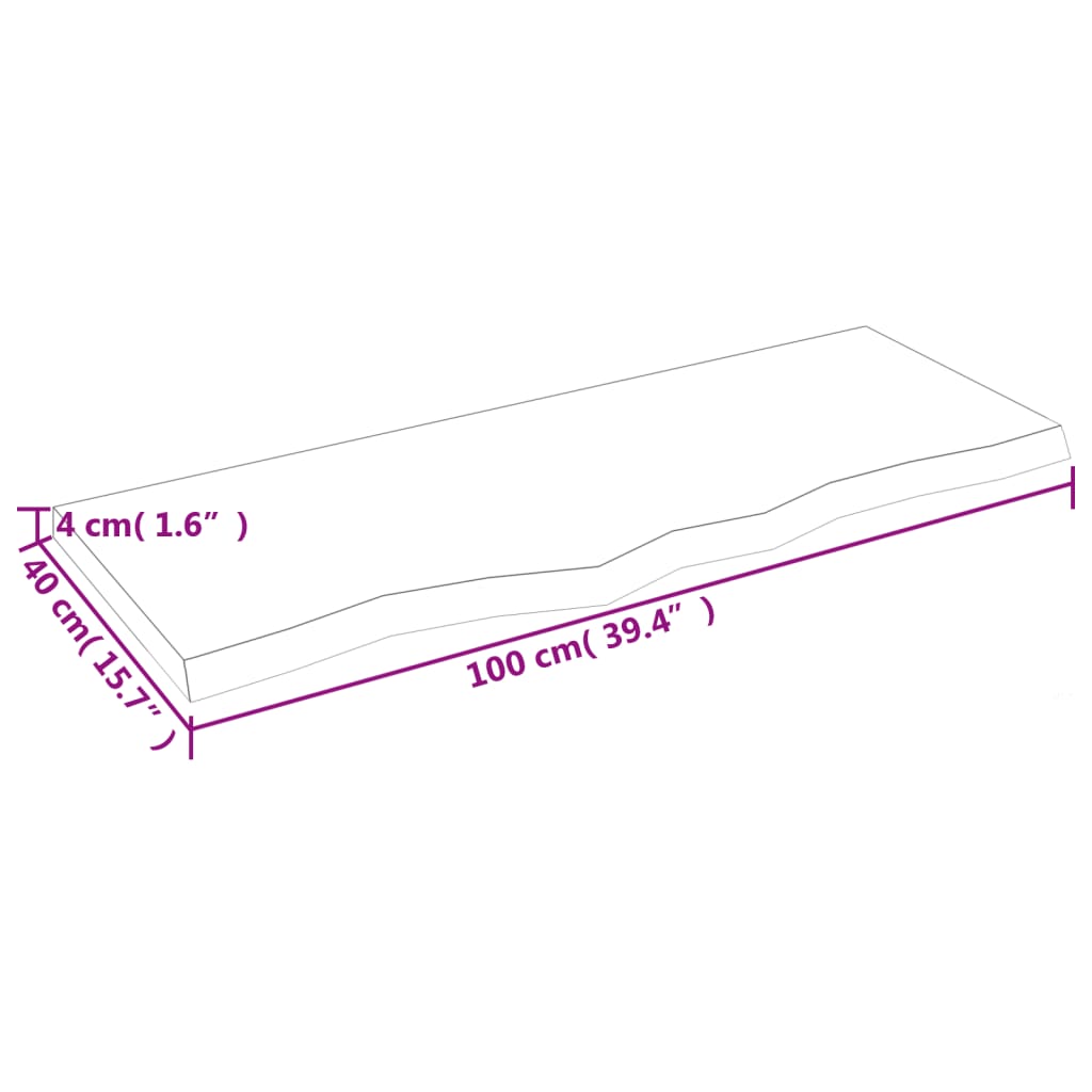 vidaXL Piano Bagno Marrone 100x40x(2-4) cm Legno Massello Trattato