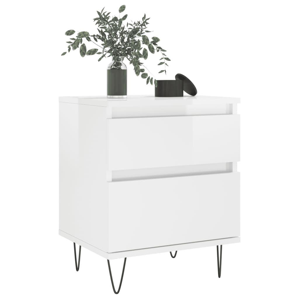 vidaXL Comodini 2pz Bianco Lucido 40x35x50 cm in Legno Multistrato