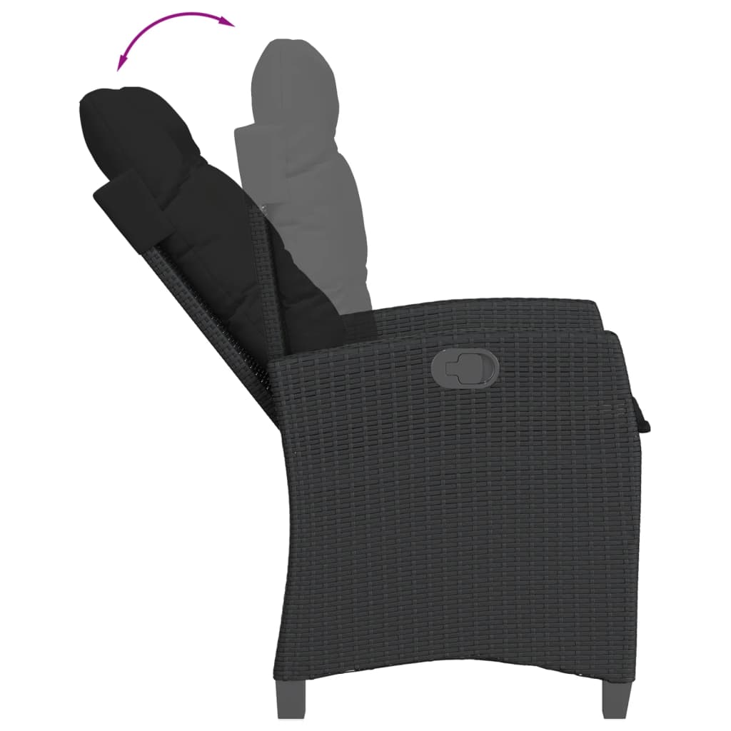 vidaXL Set da Pranzo da Giardino 7 pz Nero con Cuscini in Polyrattan