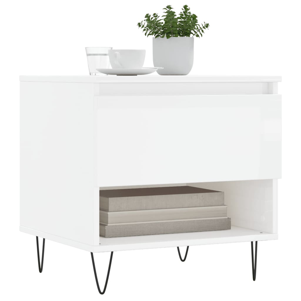 vidaXL Tavolini Salotto 2pz Bianco Lucido 50x46x50cm Legno Multistrato