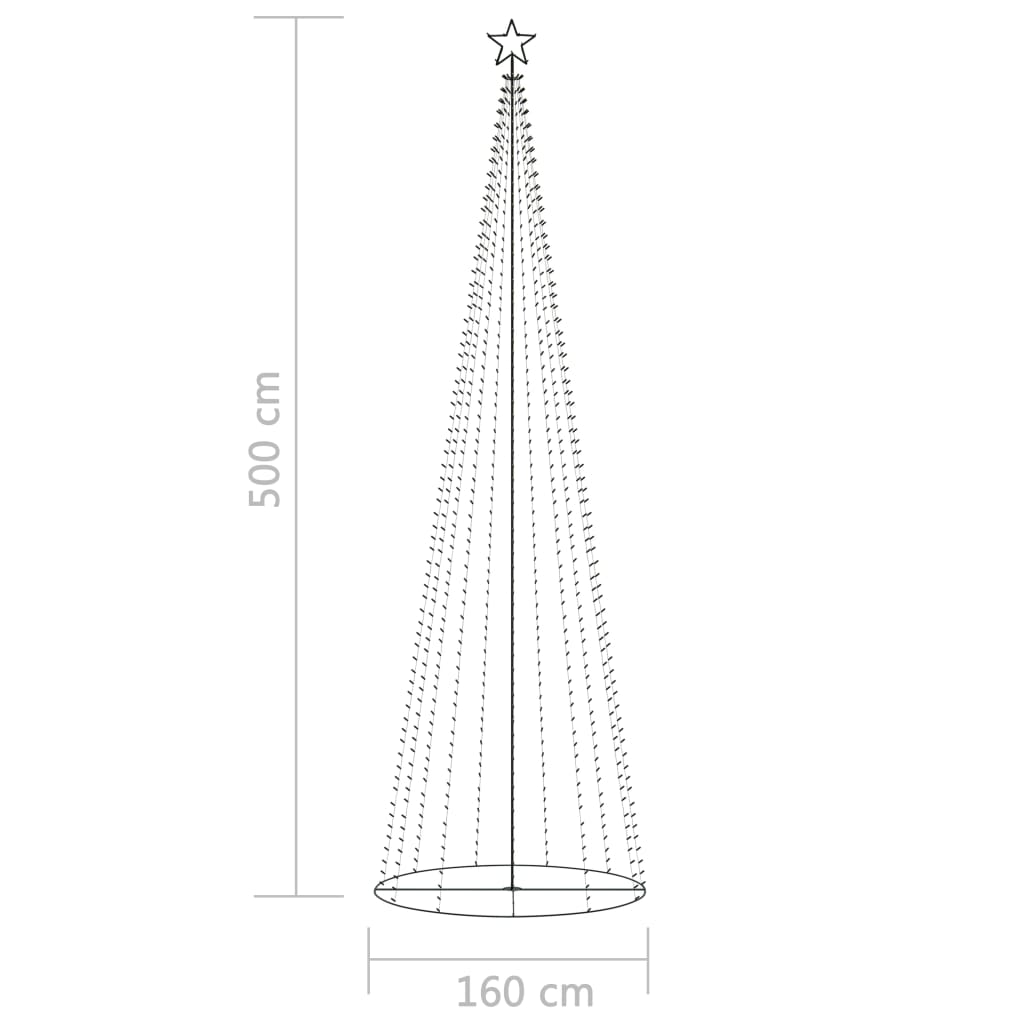 vidaXL Albero di Natale a Cono con 752 LED Colorati 160x500 cm